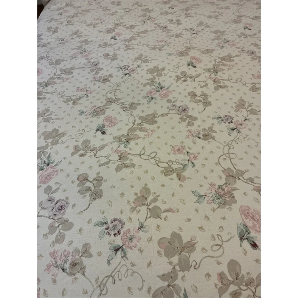 Vintage Cannon No Iron King Sheet Set 4 Piece Floral Flat Fitted 2 Pillowcases
